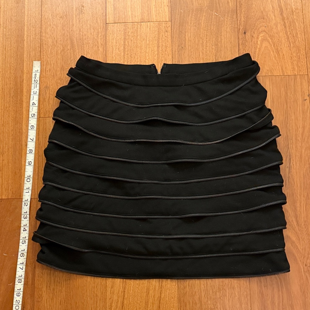 Forever 21 Black Layered Mini Skirt with Zipper edging